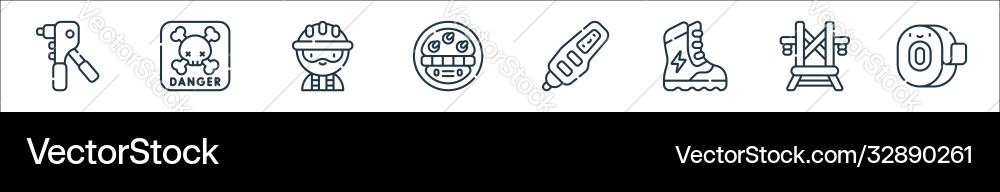 Electrician tools and line icons linear set Electrician tools and line icons linear set vector image