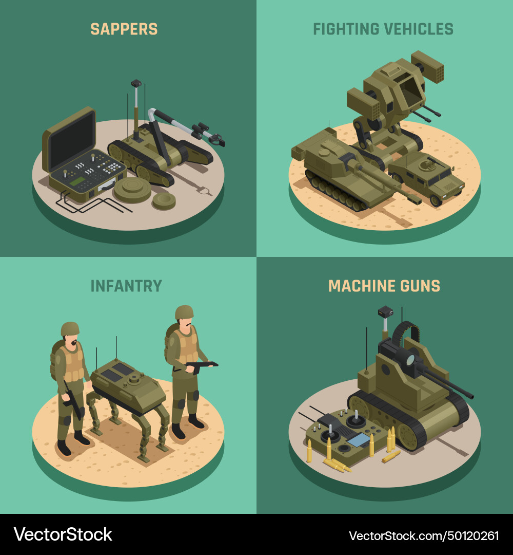 Fighting robots 2x2 design concept Vector Image