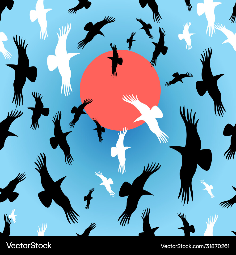 Flocks crows circling Flocks crows circling vector image
