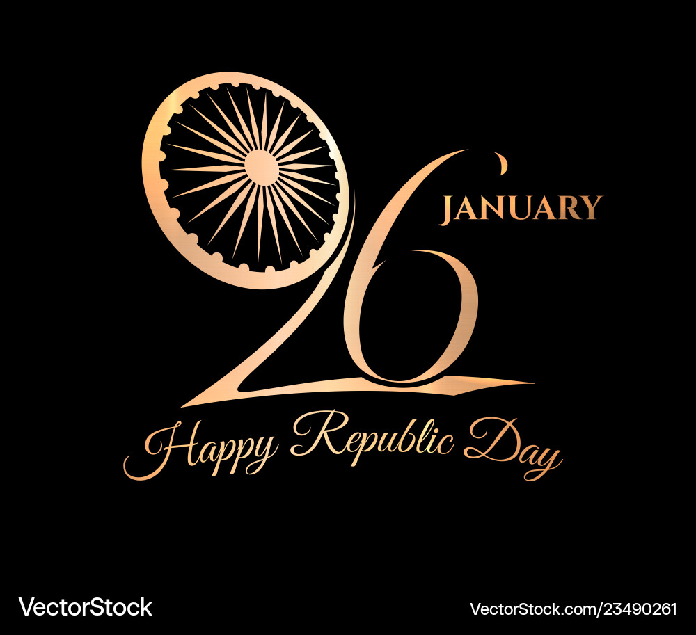 Indien republic day 26 januar concept gold Indien republic day 26 januar concept gold vektorbild