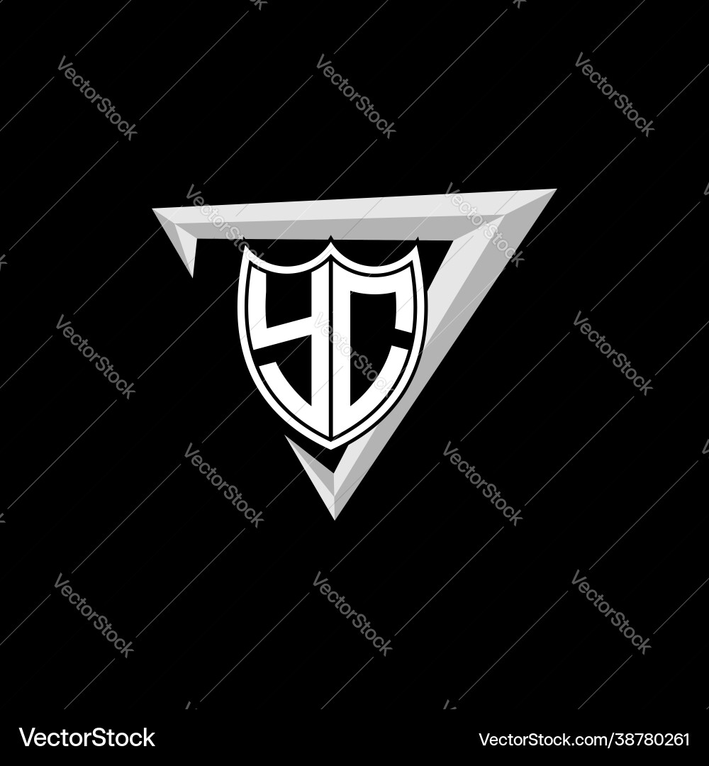 Initial letter y c shield shape with triangular Initial letter y c shield shape with triangular Vector Image