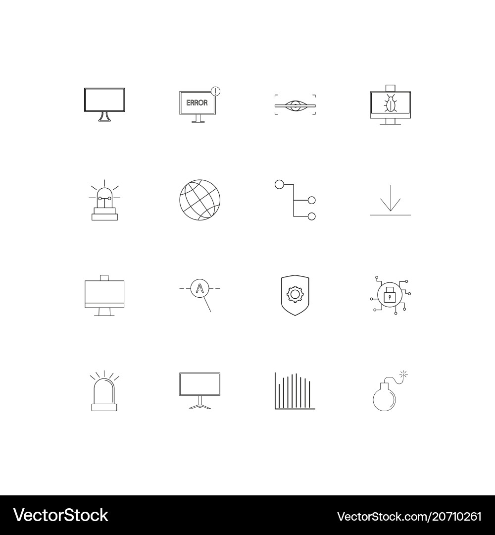 Internet security simple linear icons set vector image