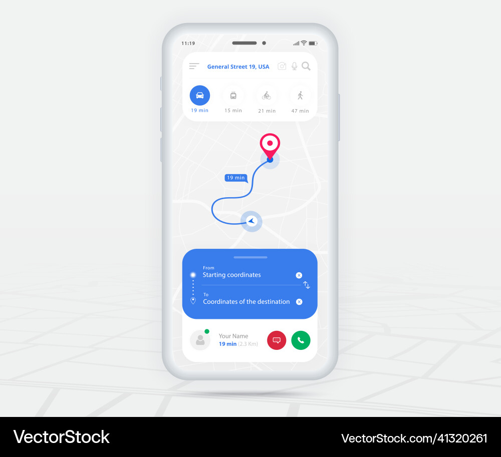 Map gps navigation app ux ui concept mobile Map gps navigation app ux ui concept mobile vector image