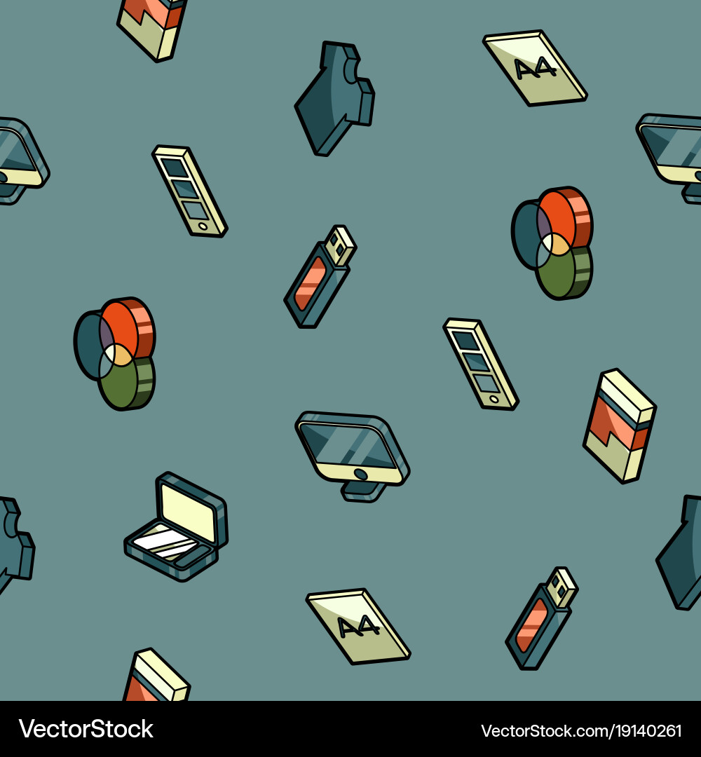 Polygraphy color outline isometric pattern Vector Image