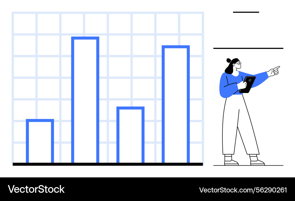 Professional analyzing bar chart data with tablet Professional analyzing bar chart data with tablet vector image