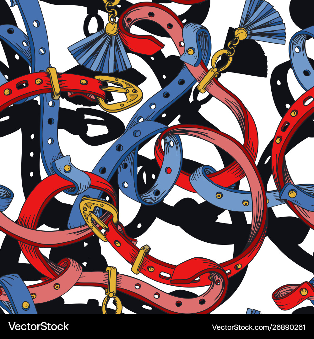 Seamless pattern with belt and chain Seamless pattern with belt and chain vector image
