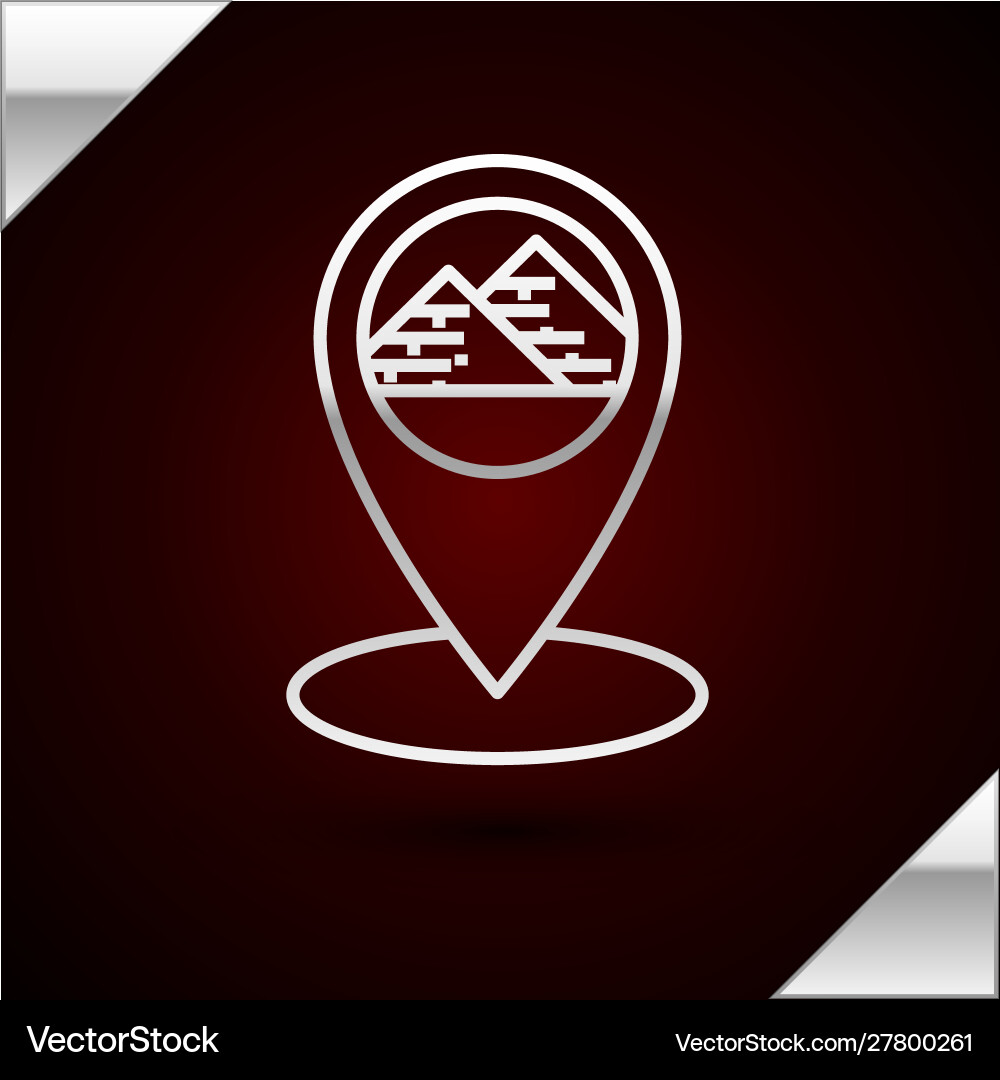 Silver line map pointer with egypt pyramids icon Silver line map pointer with egypt pyramids icon vector image