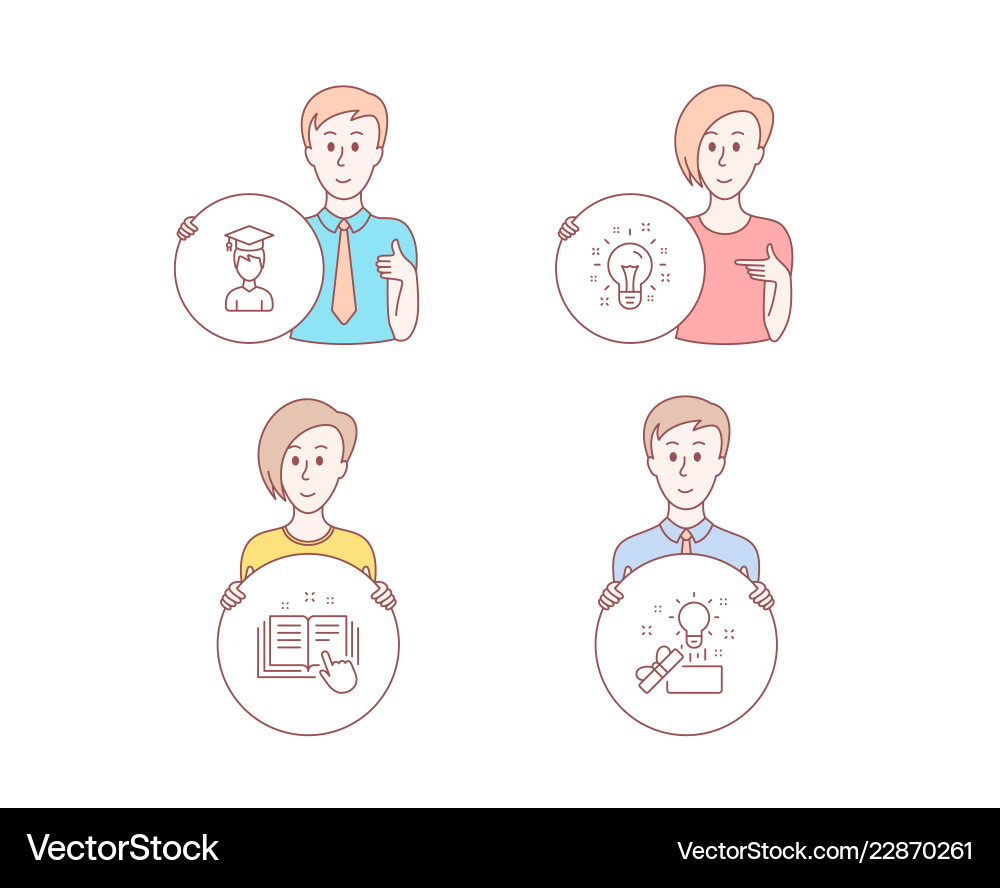 Technical documentation idea and student icons Technical documentation idea and student icons vector image