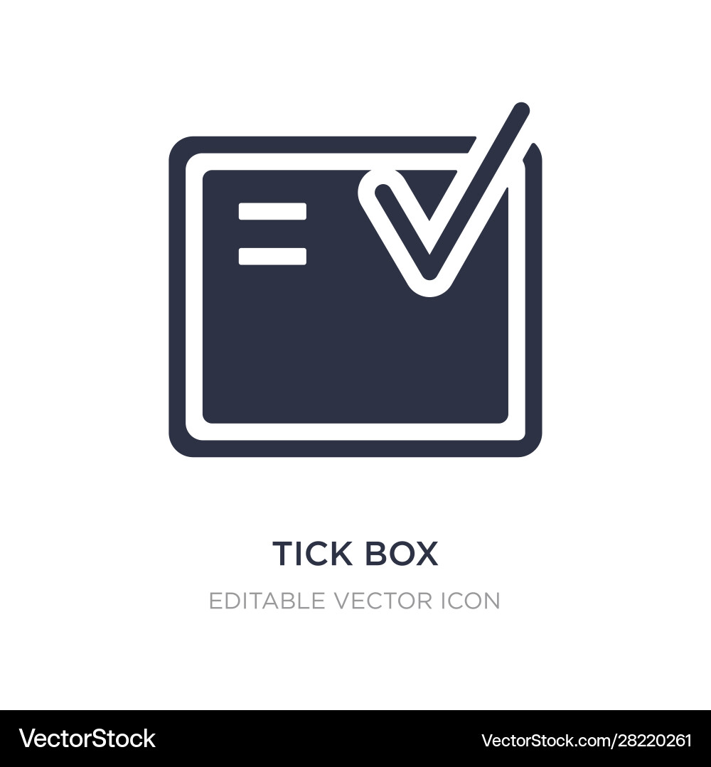 Tick box icon on white background simple element vector image