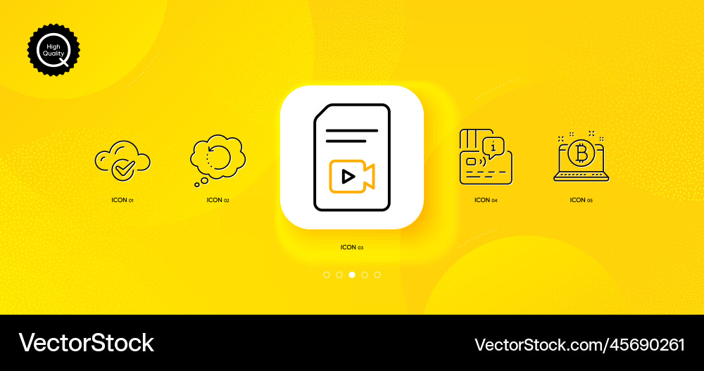 Video file bitcoin and card minimal line icons Video file bitcoin and card minimal line icons vector image