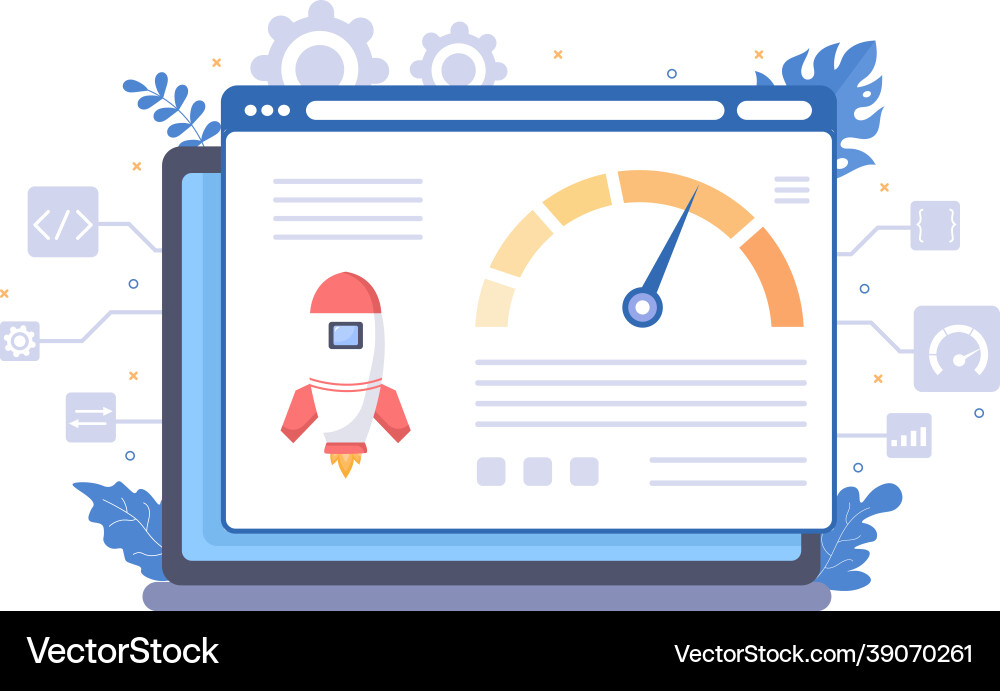 Webseiten-Beladegeschwindigkeitsoptimierung mit Server Webseiten-Beladegeschwindigkeitsoptimierung mit Server vektorbild