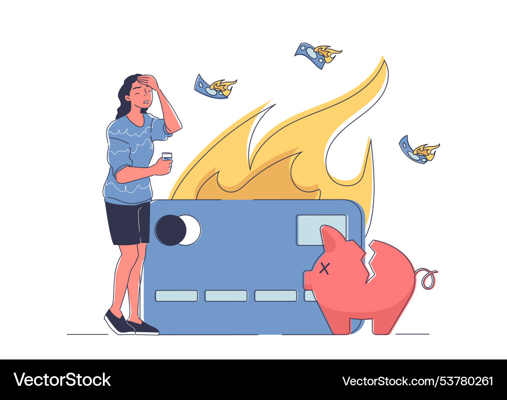 Woman with bankruptcy young girl near bank hot Vector Image