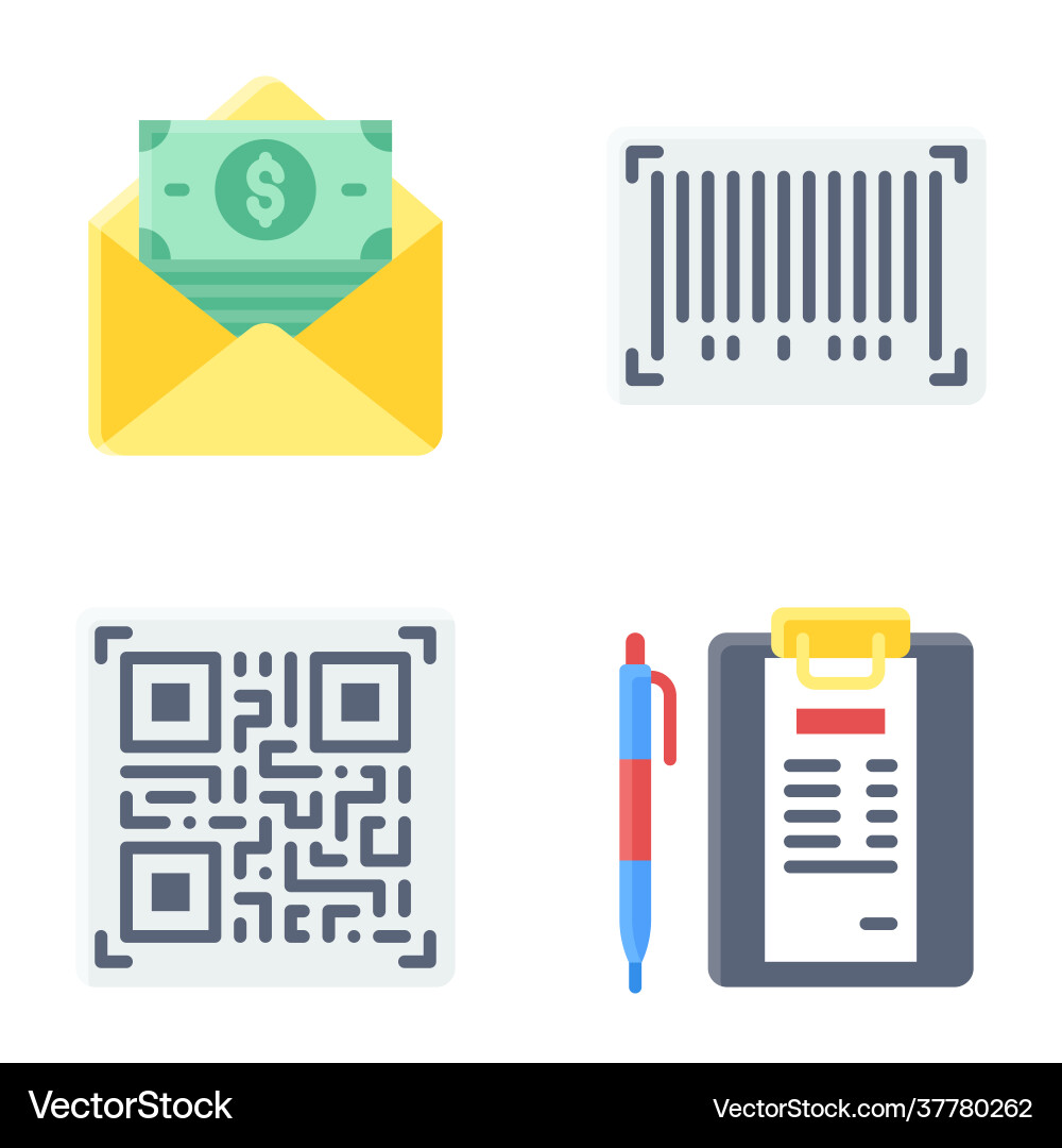 Barcode and qr code icon payment related vector image