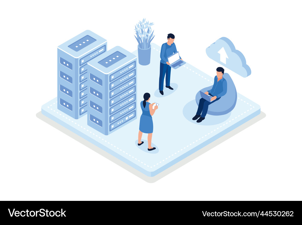 Big data and cloud computing isometric modern vector image