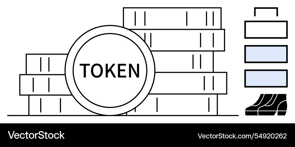 Cryptocurrency tokens and blockchain stacks Cryptocurrency tokens and blockchain stacks vector image
