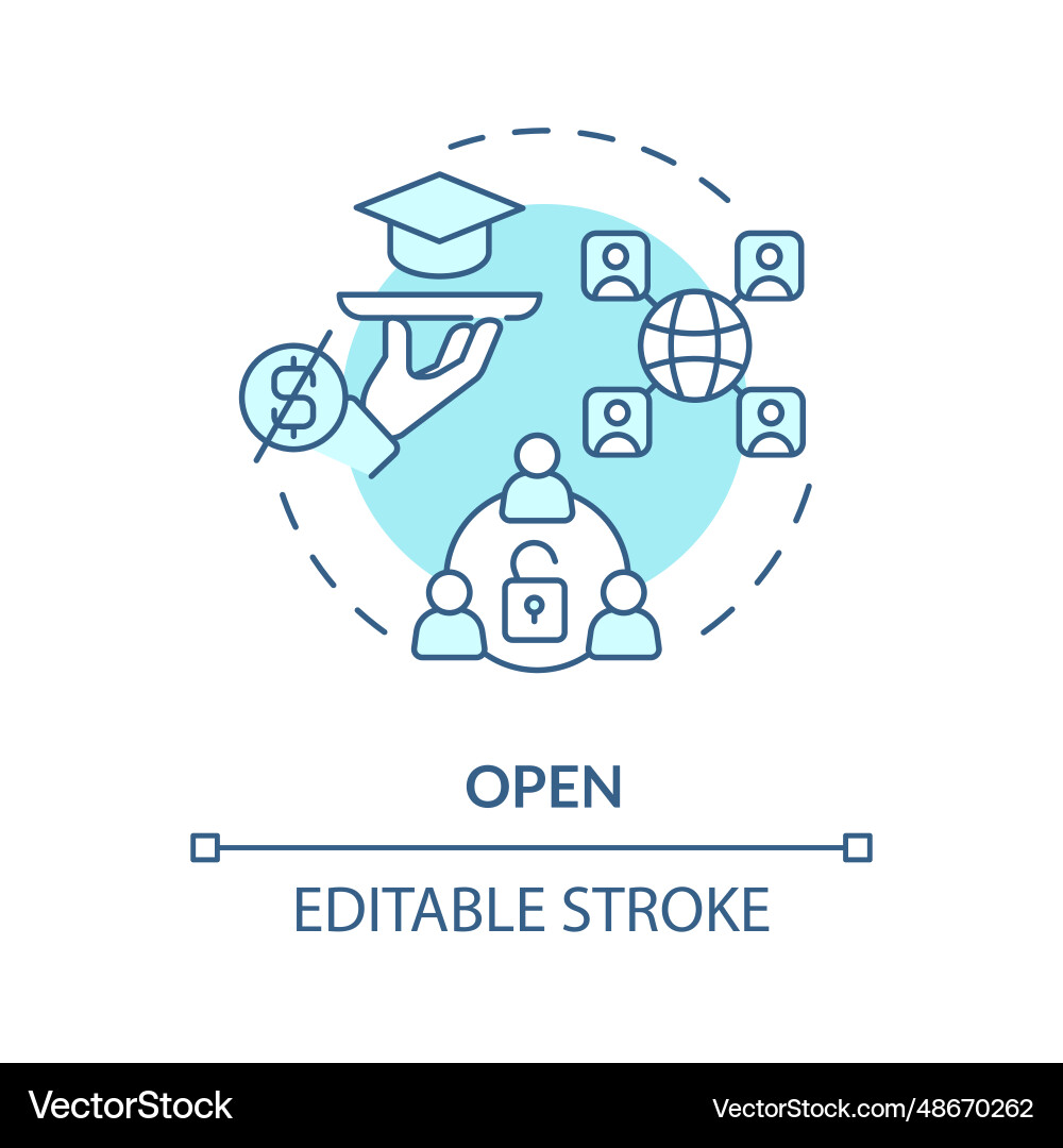 Customizable blue thin linear icon open concept Customizable blue thin linear icon open concept vector image