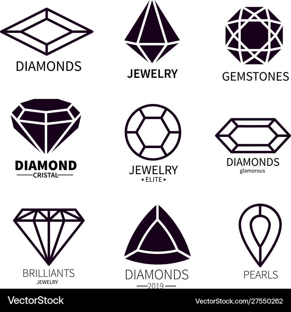Diamond logos jewels diamonds gems jewelry Vector Image