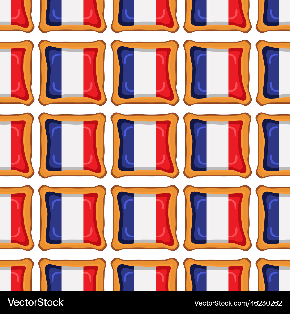 Pattern cookie with flag country france in tasty Pattern cookie with flag country france in tasty vector image