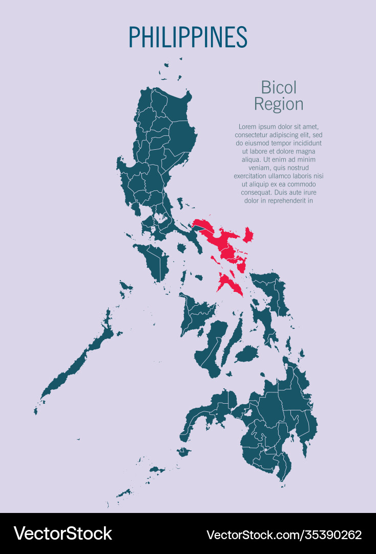 Philippines map and bicol region country Philippines map and bicol region country vector image