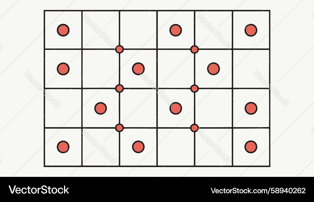 Red dotted grid pattern data points visualization Vector Image