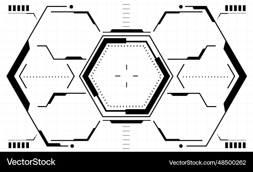Sci-Fi HUD Interface - Hexagon Display vector image