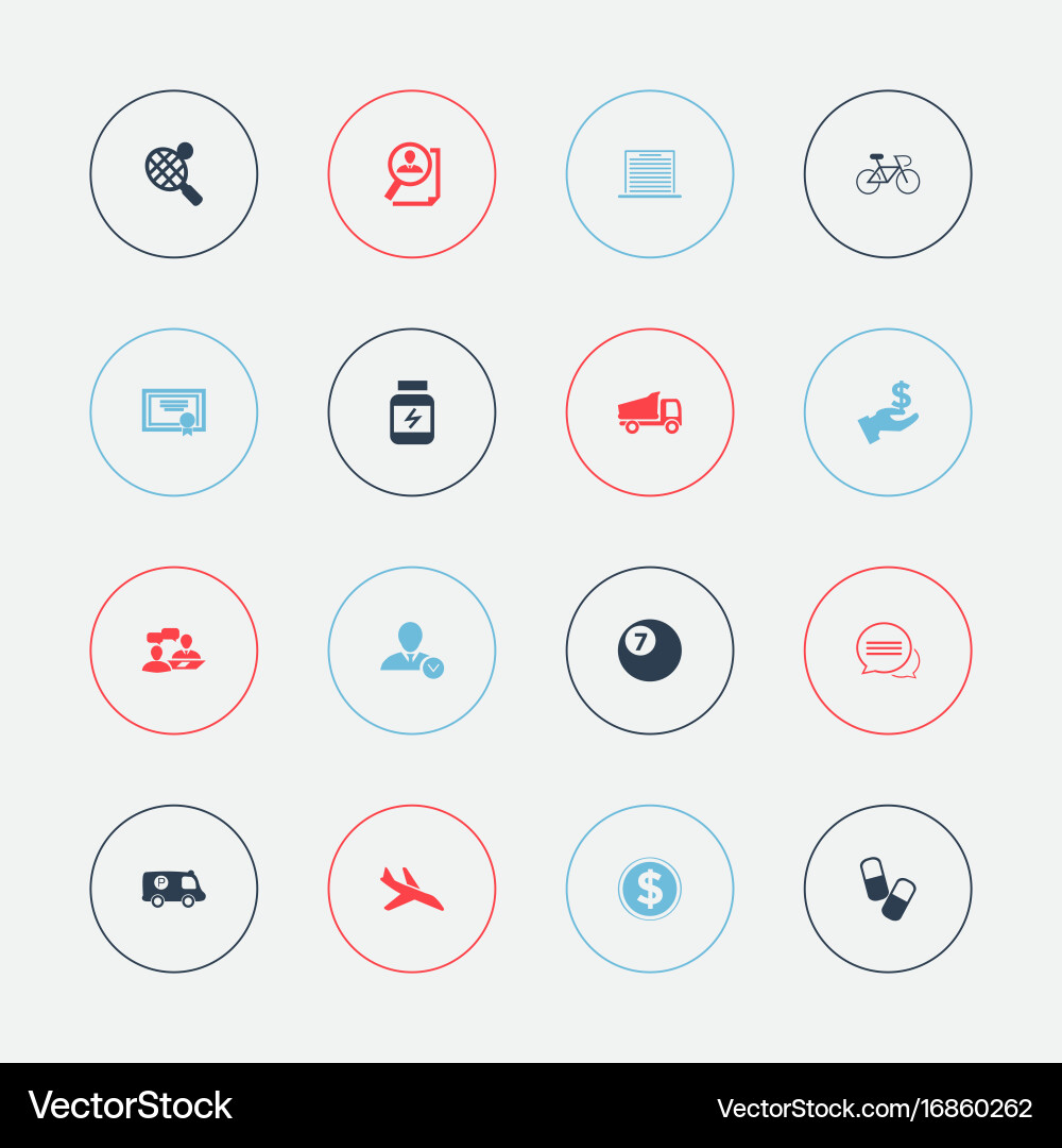 Set of 16 editable complex icons includes symbols vector image