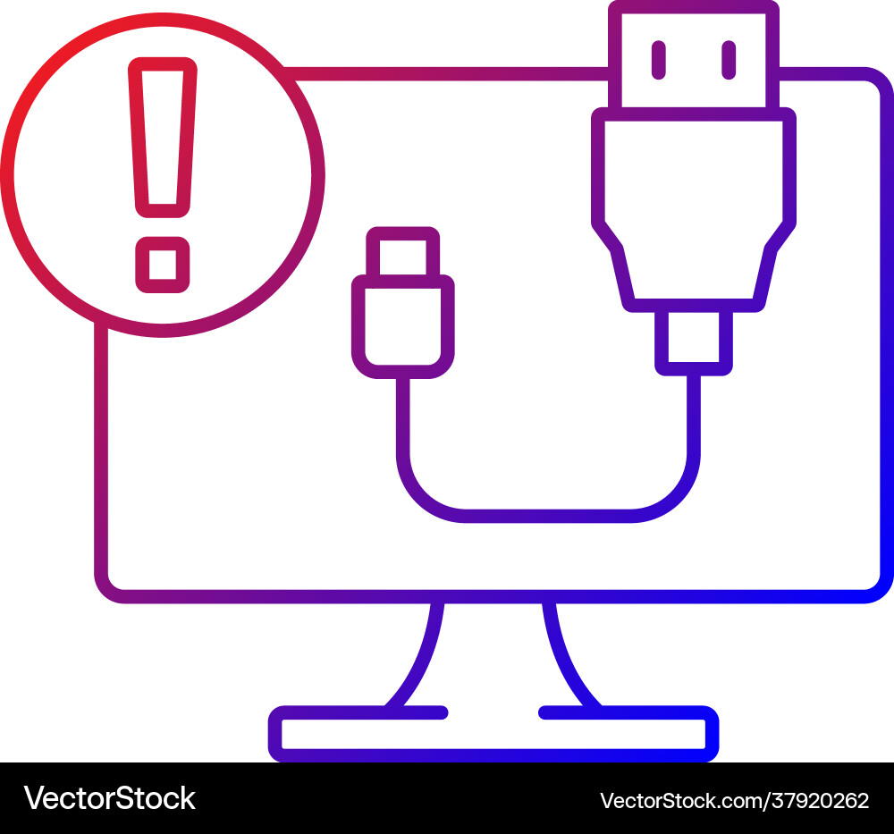 Usb does not work gradient linear icon Usb does not work gradient linear icon vector image