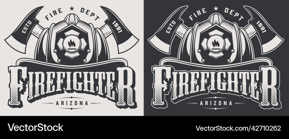 Vintage firefighting emblems Royalty Free Vector Image