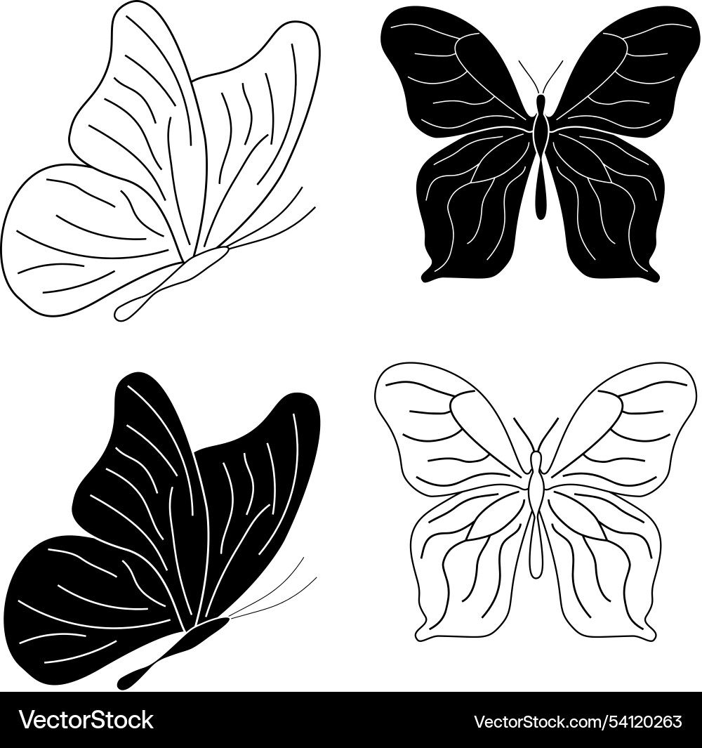 Butterfly set icon symbol isolated white Butterfly set icon symbol isolated white vector image