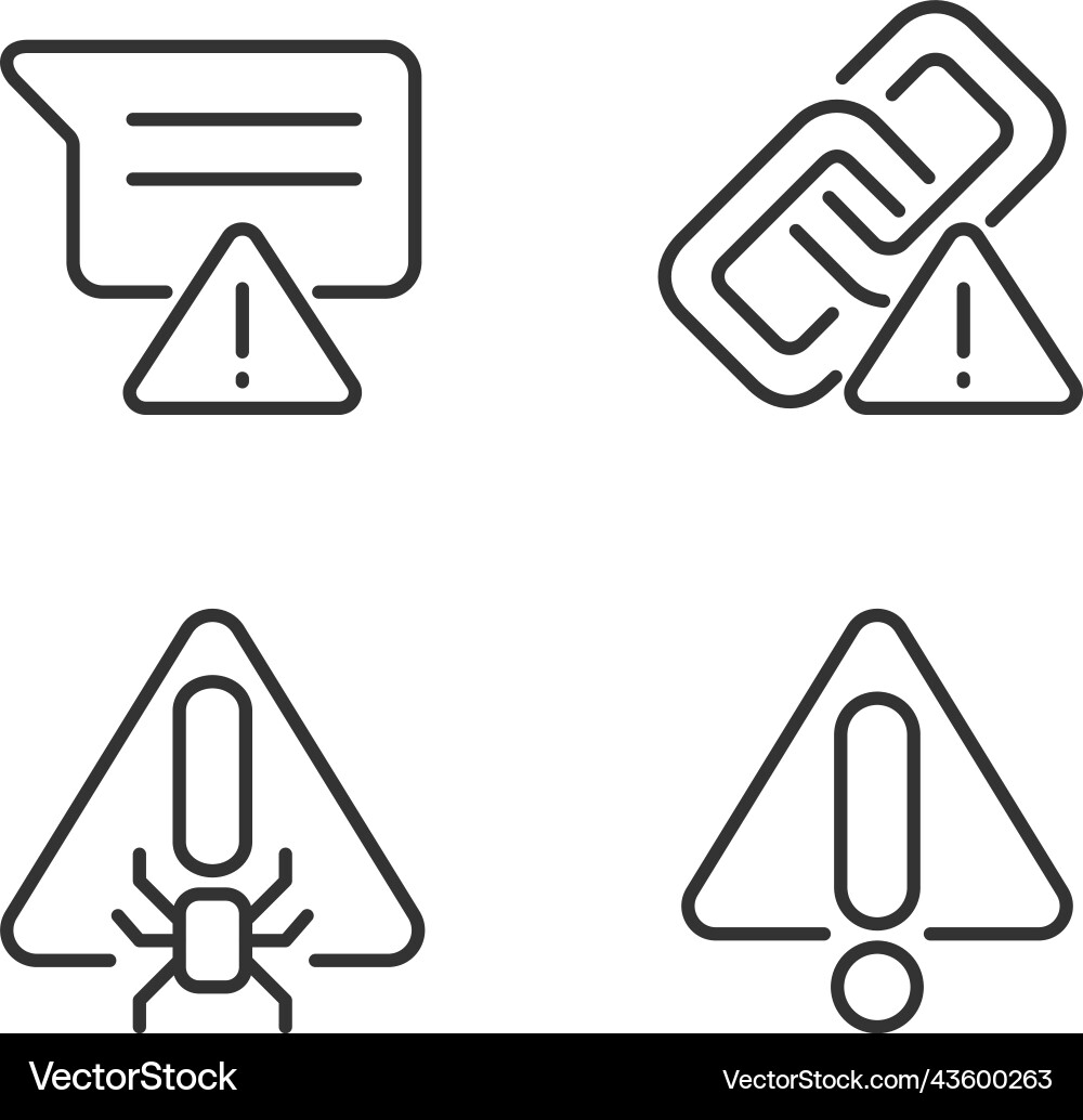 Computer problems pixel perfect linear icons set Computer problems pixel perfect linear icons set vector image