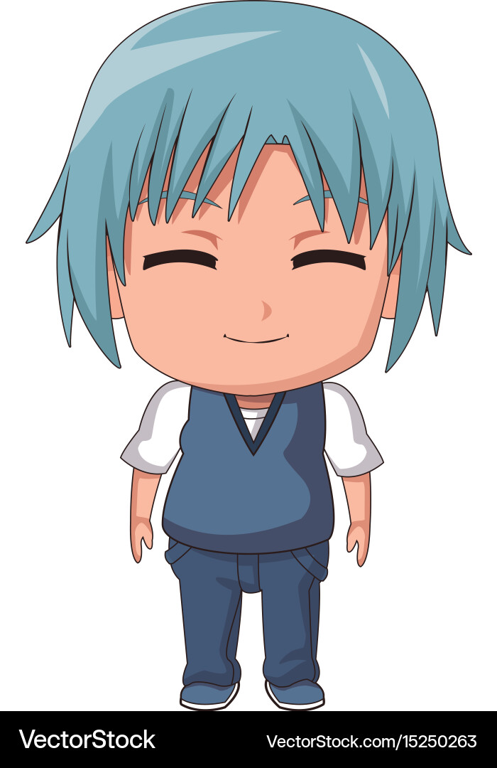 Cute little boy anime facial expression image Vector Image