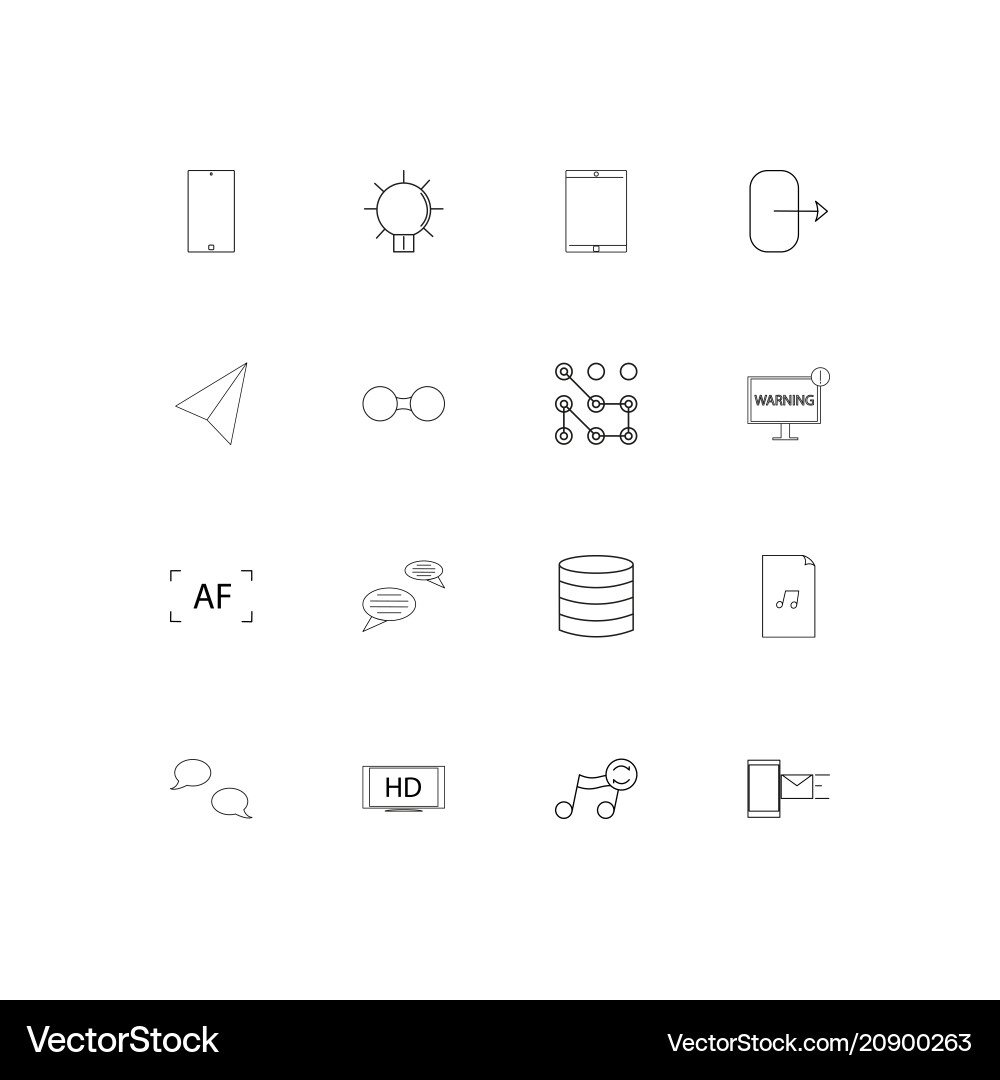 Devices linear thin icons set outlined simple Devices linear thin icons set outlined simple Vector Image