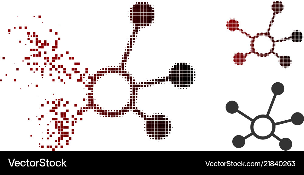 Dissolving dotted halftone connection links icon Dissolving dotted halftone connection links icon Vector Image