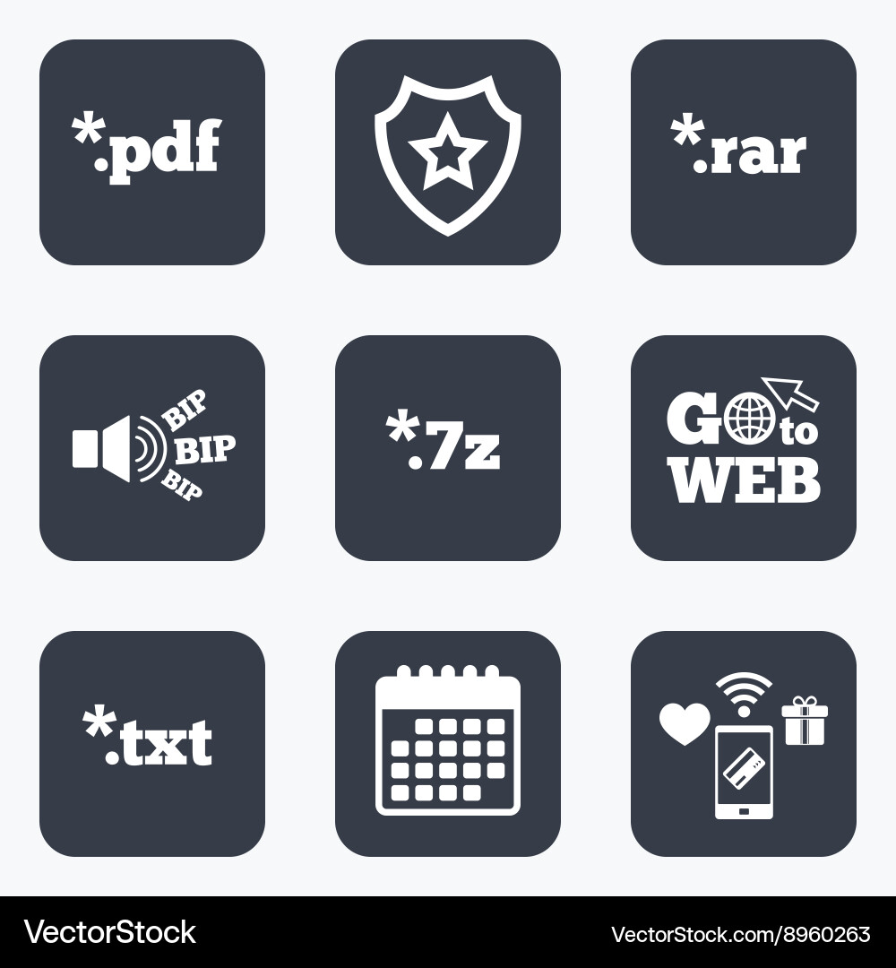 Document signs file extensions symbols Vector Image