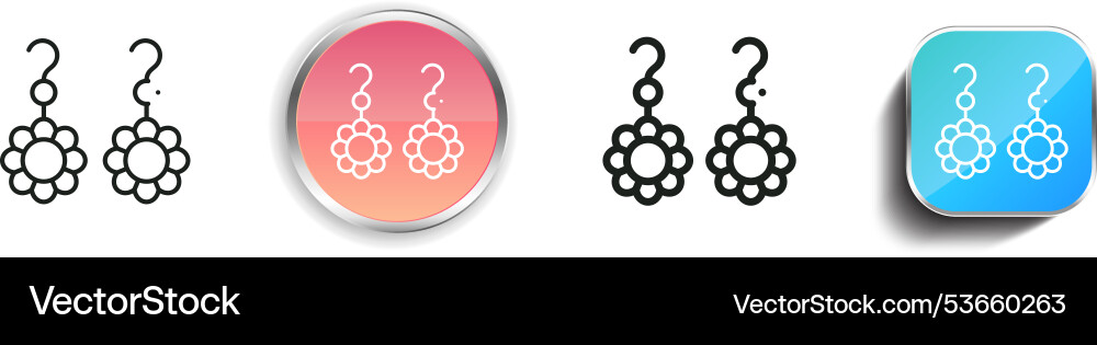 Earrings icon thin linear regular and button Earrings icon thin linear regular and button vector image