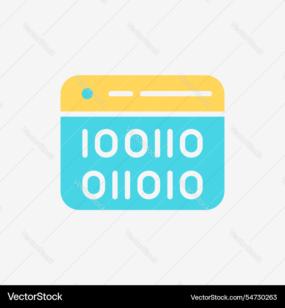 Flat icon web window panel with binary code Flat icon web window panel with binary code vector image
