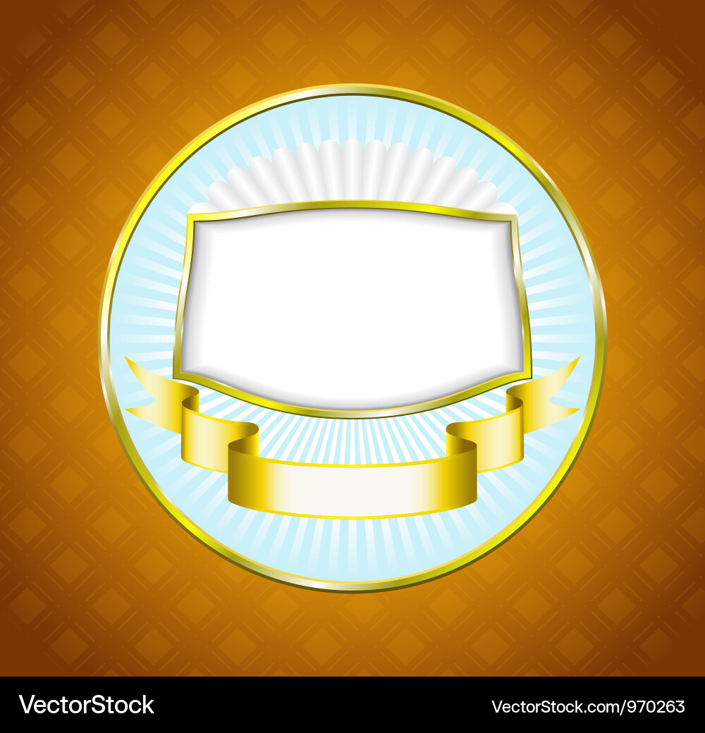 Frame and ribbon are on the label Vector Image