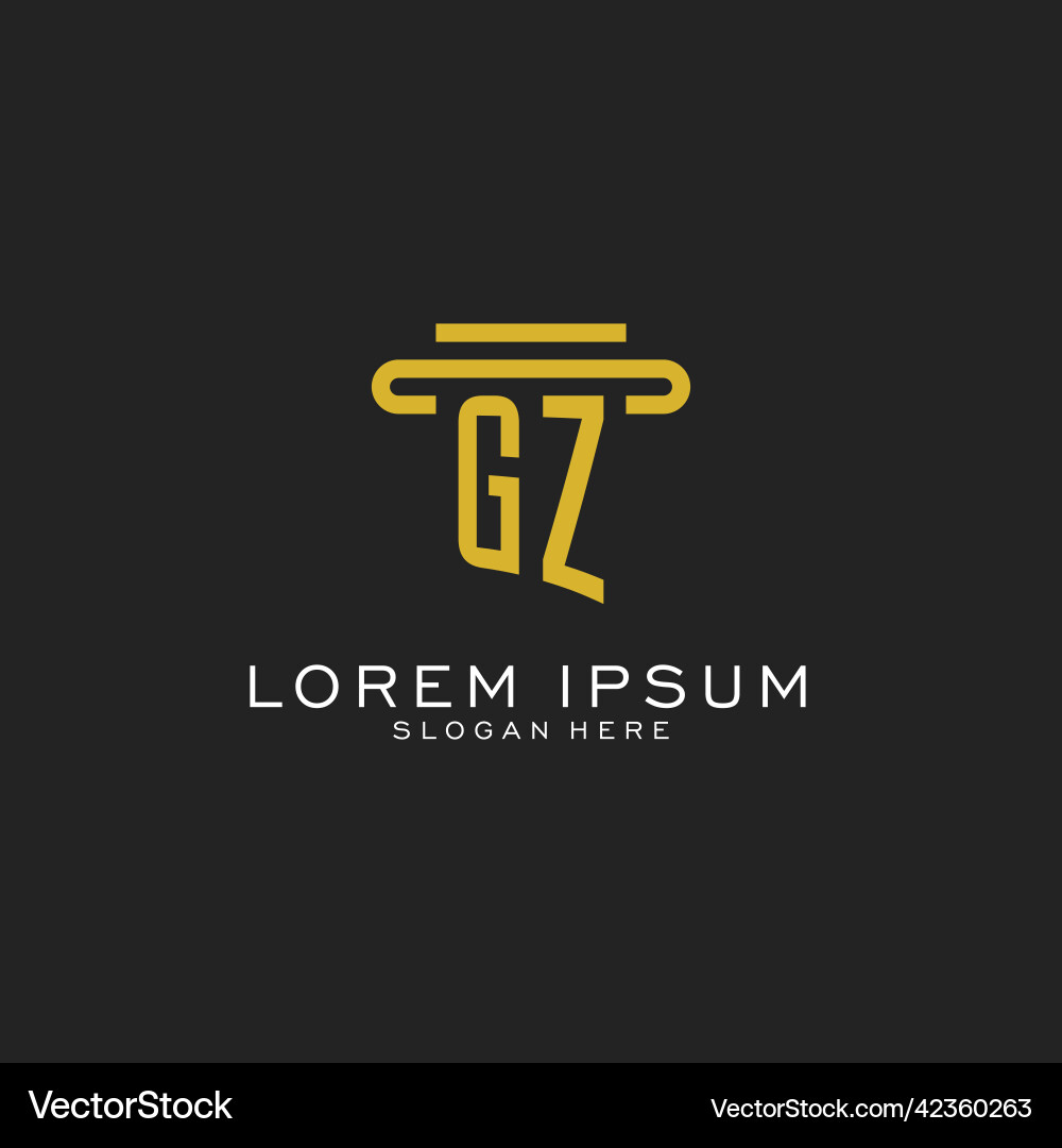 Gz initial logo with simple pillar style design Gz initial logo with simple pillar style design Vector Image