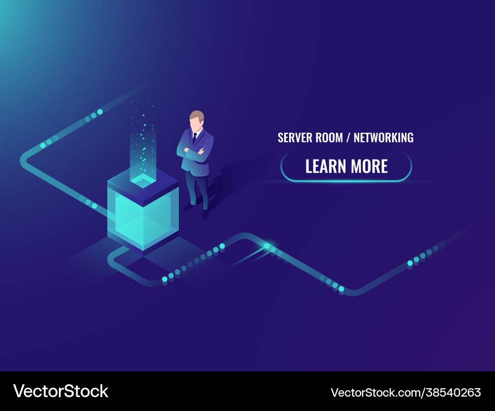 Isometric data center big processing Vector Image