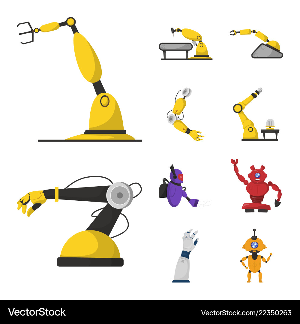 Robot and factory icon set Robot and factory icon set vector image