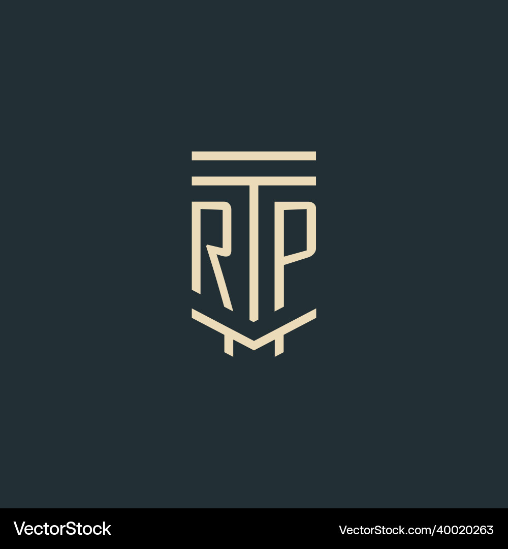 Rp initial monogram with simple line art pillar Rp initial monogram with simple line art pillar Vector Image