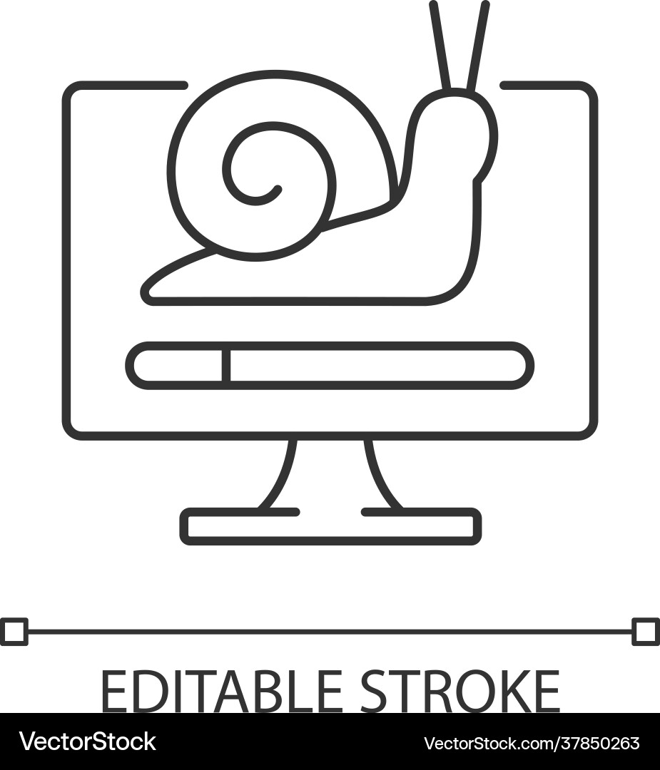 Slow computer linear icon Vector Image