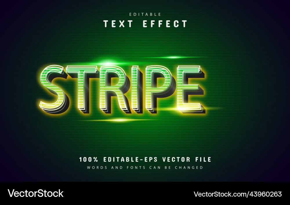 Stripe text effect with green gradient Stripe text effect with green gradient vector image