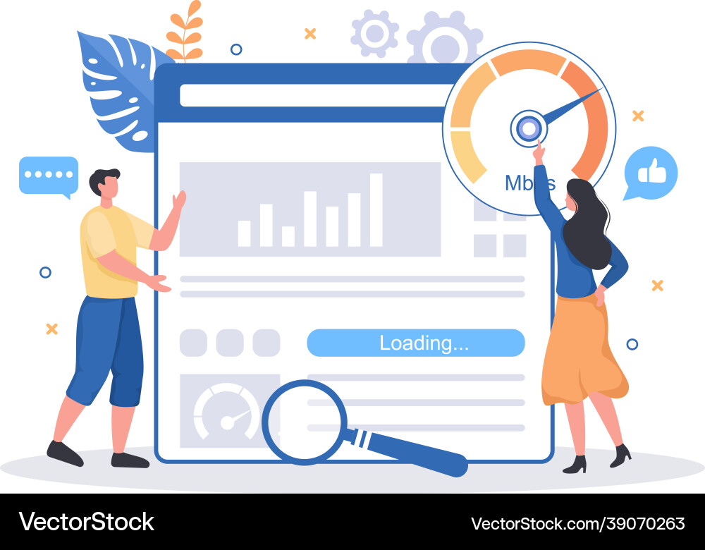 Website loading speed optimization with server Website loading speed optimization with server vector image