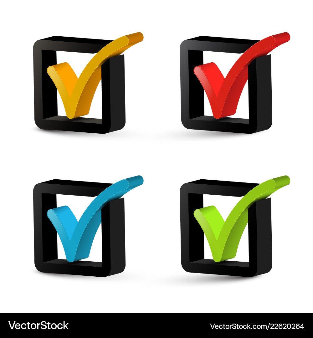 3d check mark - tick icons set isolated Vector Image