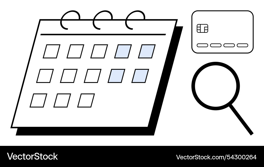 Calendar with highlighted dates credit card Calendar with highlighted dates credit card vector image