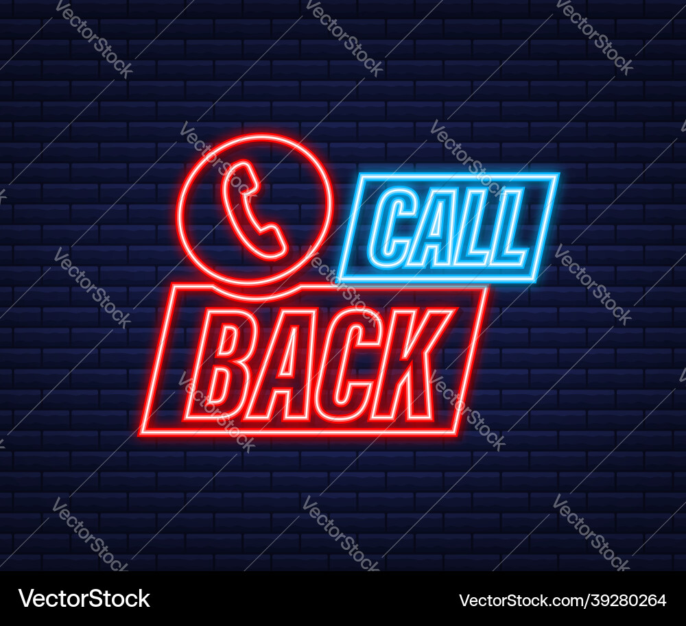 Call back information technology telephone neon Vector Image