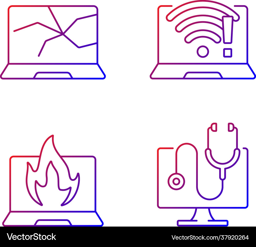 Computer stellt Gradienten lineare Icons gesetzt Computer stellt Gradienten lineare Icons gesetzt vektorbild