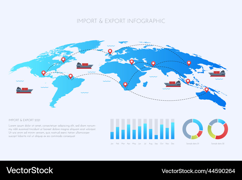 Gradient import export infographic Gradient import export infographic Vector Image