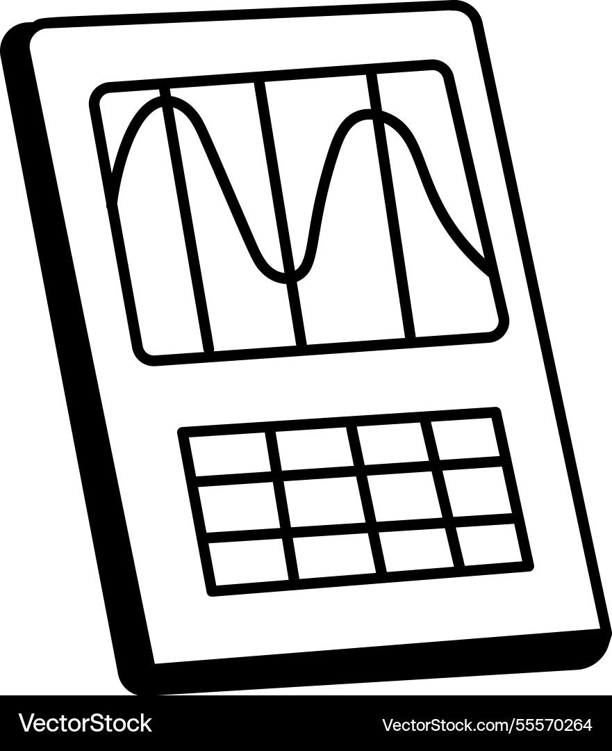 Graphing calculator icon in hand drawn style Vector Image